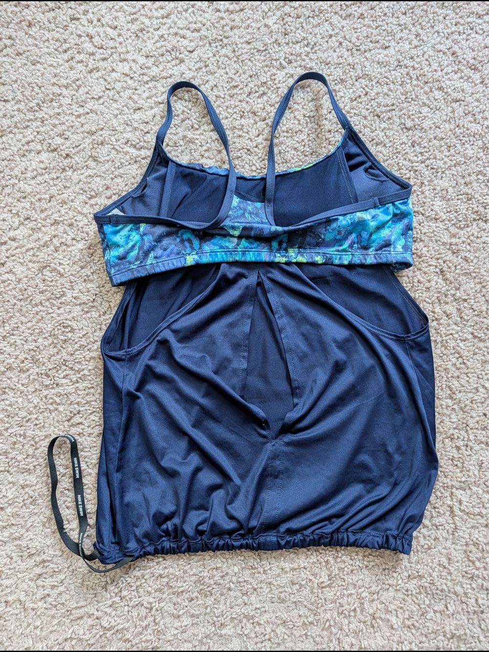 Nike Swim Women's Navy Swim Floral Layered Tankini Top Size Medium - Picture 4 of 9